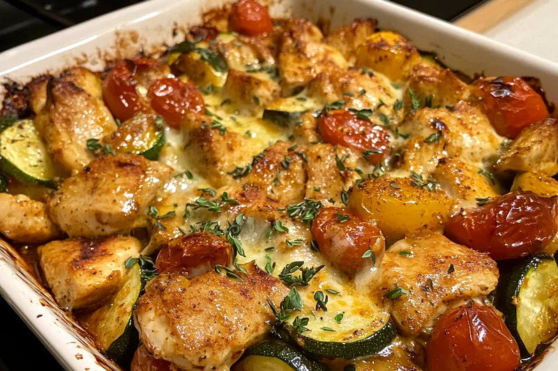 Cooking process for Baked Chicken Zucchini Casserole