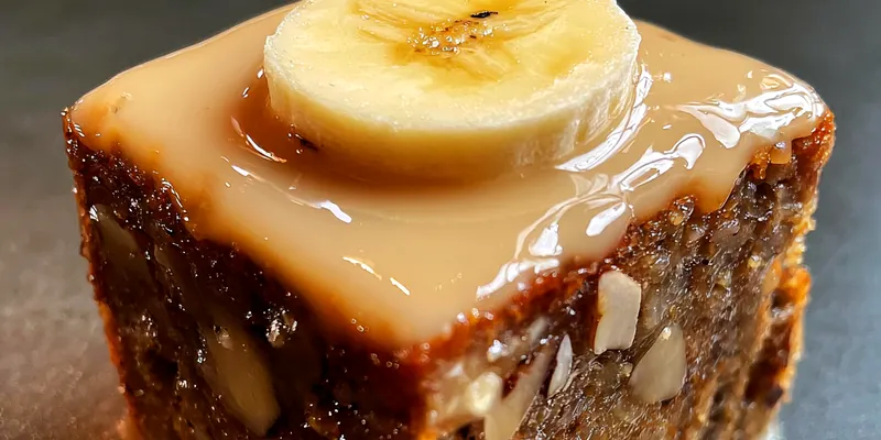 Delicious Banana Nut Glazed Brownies served on a plate