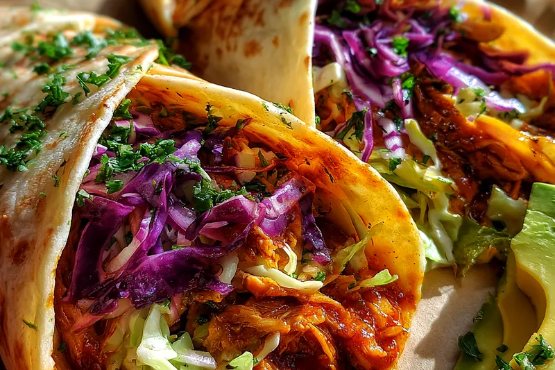 Cooking process for Barbecue Chicken Coleslaw Wraps