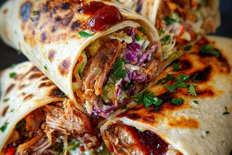 Cooking process for BBQ Chicken Coleslaw Wraps