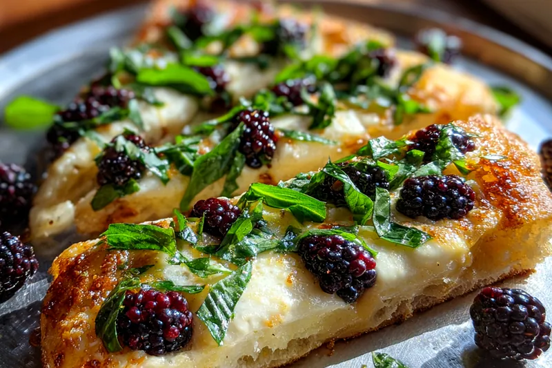 Cooking process for Blackberry Basil Pizza