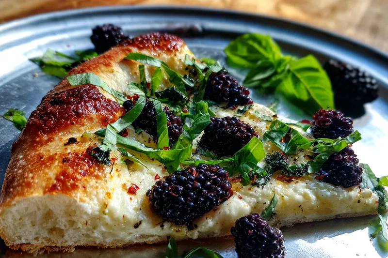 Fresh ingredients for Blackberry Basil Pizza