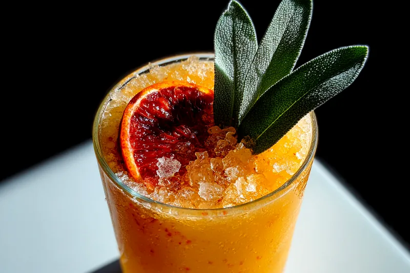 Cooking process for Blood Orange Bourbon Cocktail