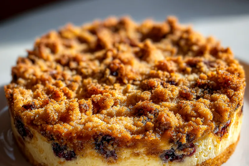 Fresh ingredients for Blueberry Crumble Cheesecake