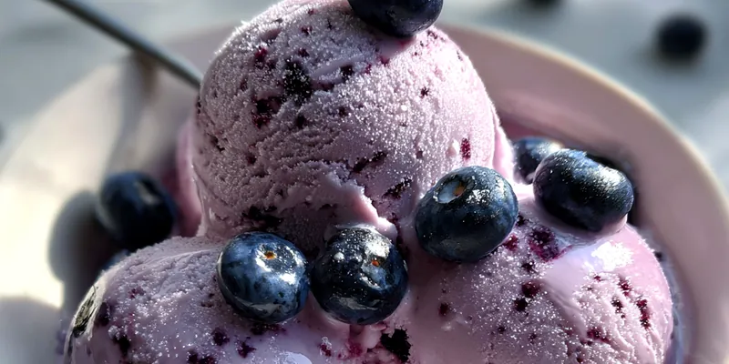 Delicious Blueberry Frozen Yogurt Delight served on a plate