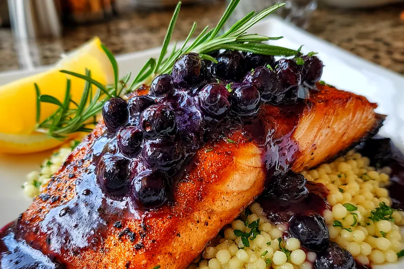 Fresh ingredients for Blueberry Glazed Salmon Delight
