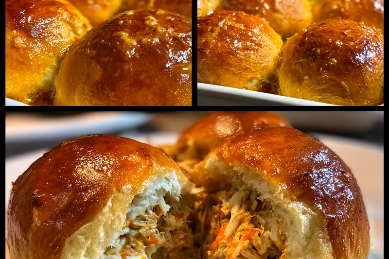 Cooking process for Buffalo Chicken Stuffed Rolls