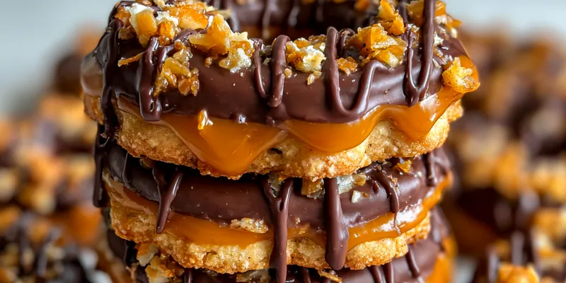 Delicious Caramel Chocolate Coconut Rings served on a plate