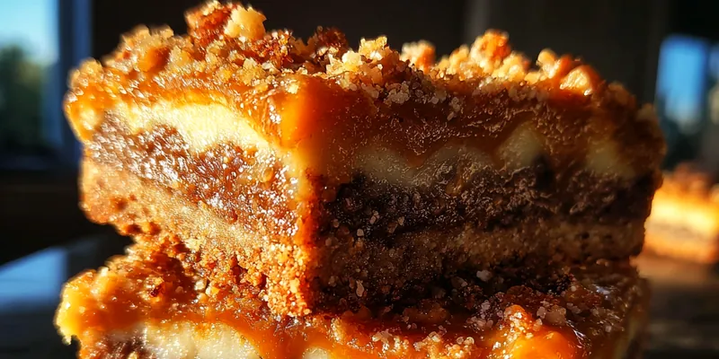 Delicious Caramel Crunch Dessert Bars served on a plate