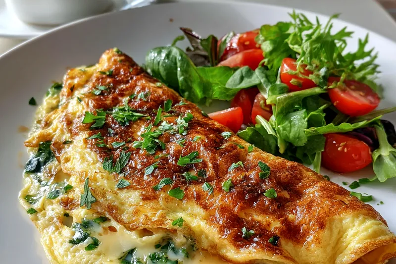 Fresh ingredients for Cheese and Spinach Omelet Delight