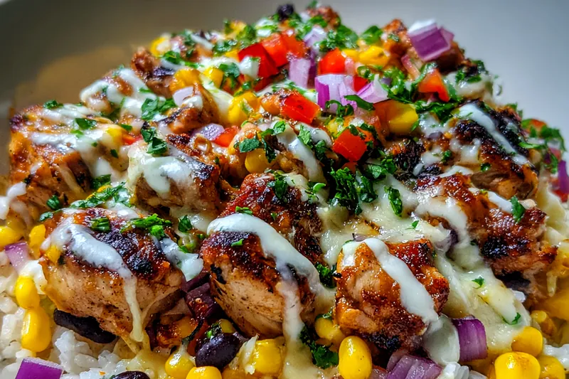 Cooking process for Cheesy Southwest Chicken Bowl