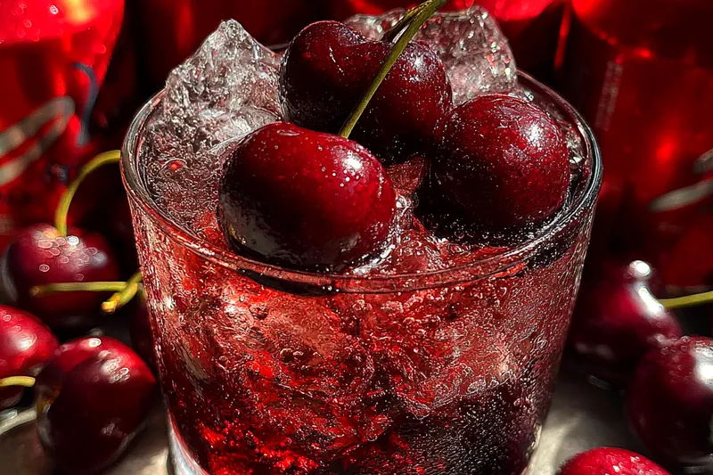 Fresh ingredients for Cherry Amaretto Cocktail