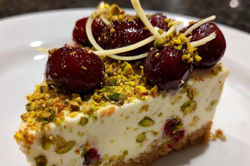 Cooking process for Cherry Pistachio Delight Cheesecake