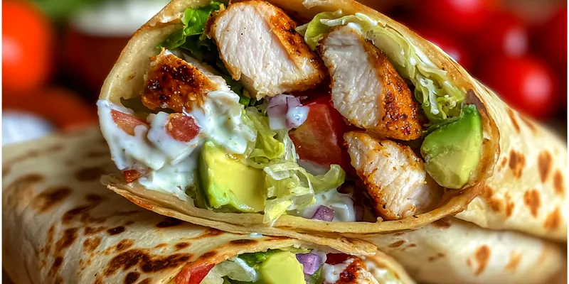 Delicious Chicken Avocado Ranch Wraps served on a plate