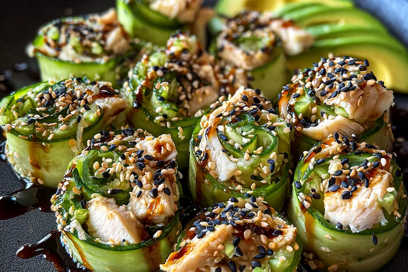 Cooking process for Chicken Cucumber Roll Ups