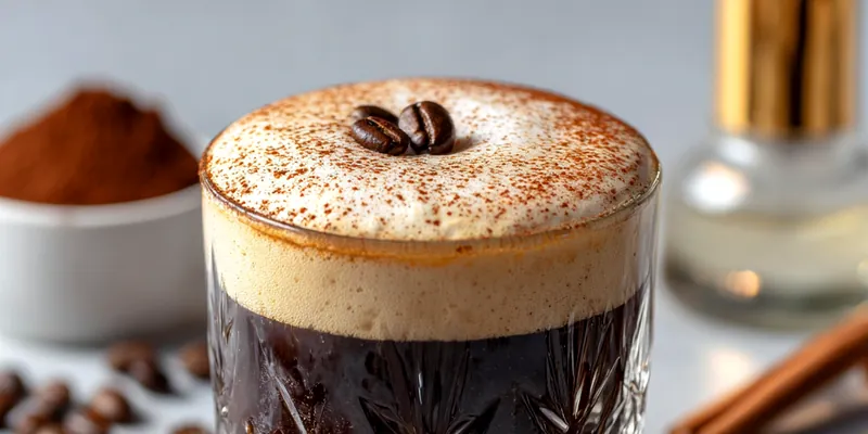 Delicious Chocolate Bourbon Espresso Cocktail served on a plate