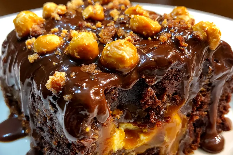 Cooking process for Chocolate Caramel Peanut Cake