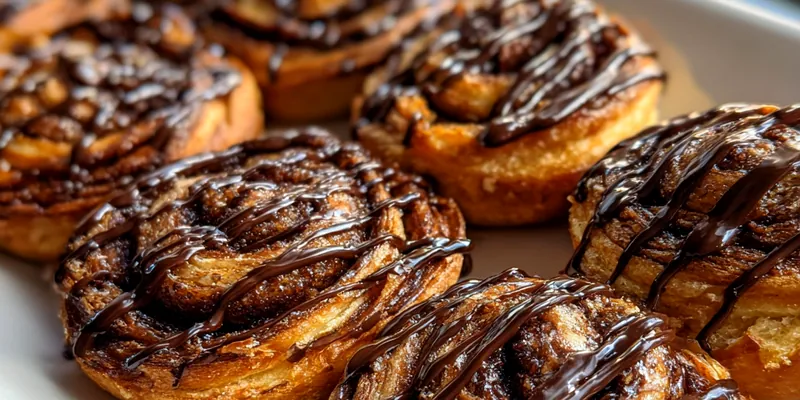 Delicious Chocolate Glazed Cinnamon Rolls served on a plate