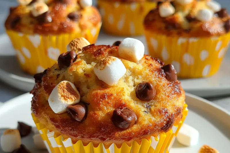 Cooking process for Chocolate Marshmallow Banana Muffins