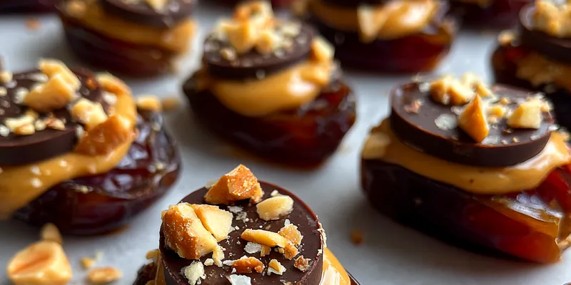 Delicious Chocolate Peanut Date Bites served on a plate