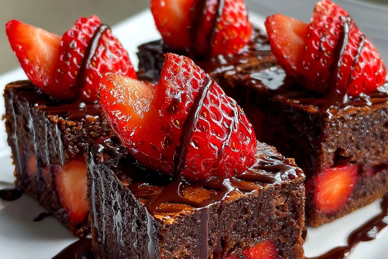 Cooking process for Chocolate Strawberry Brownie Delight