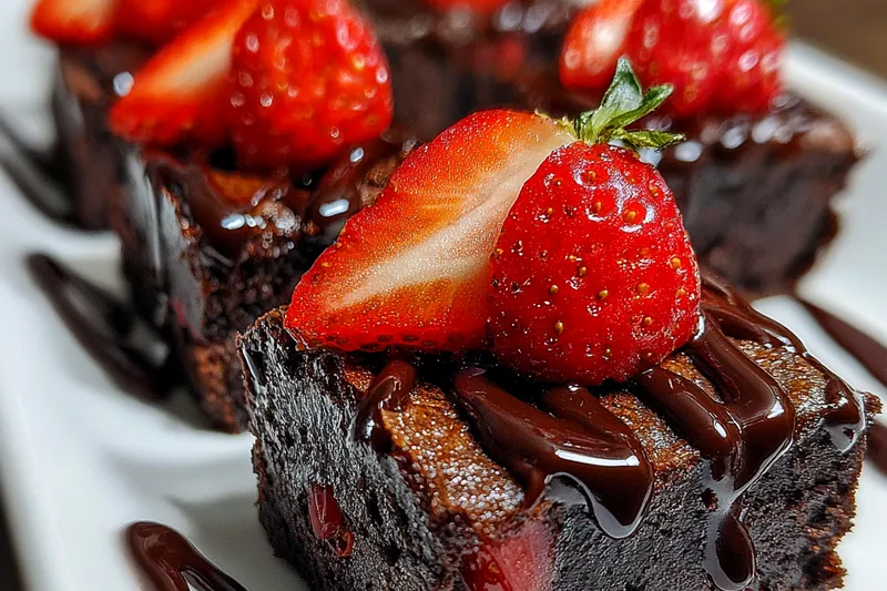 Fresh ingredients for Chocolate Strawberry Brownie Delight