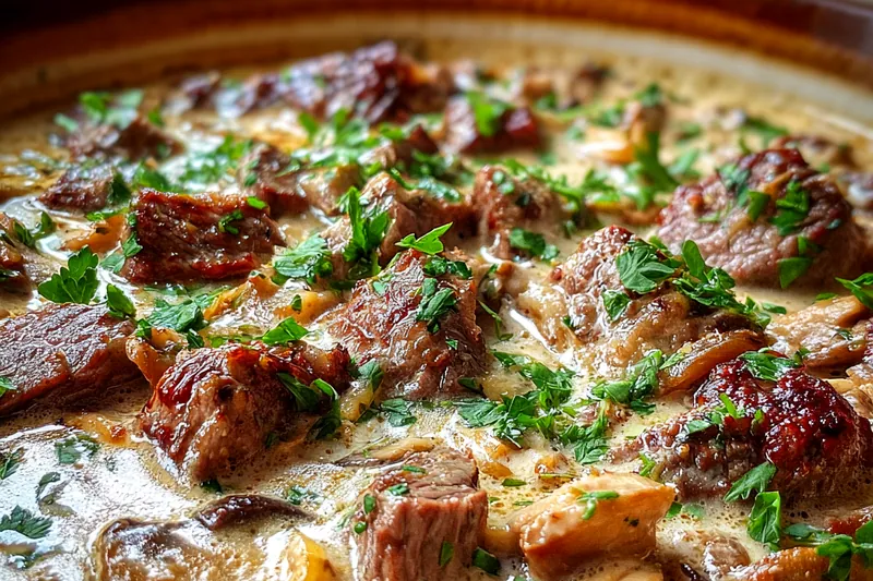 Fresh ingredients for Classic Creamy Beef Delight