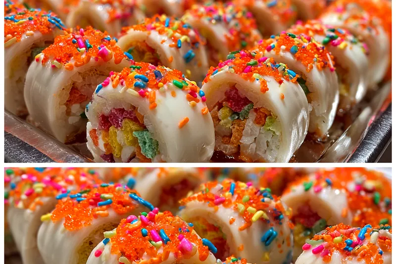 Cooking process for Colorful Candy Sushi Rolls