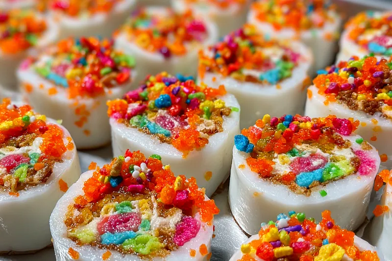 Fresh ingredients for Colorful Candy Sushi Rolls