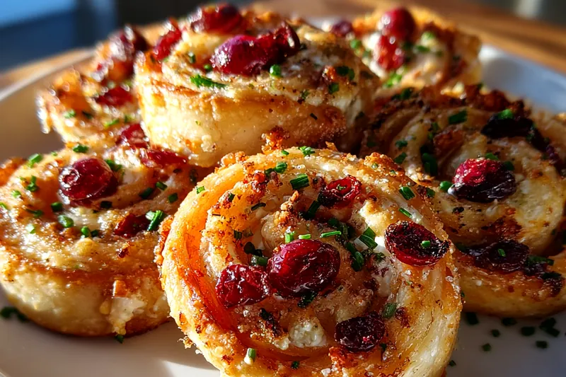 Ingredients for Cranberry Chive Pinwheel Rolls arranged neatly on a wooden cutting board.