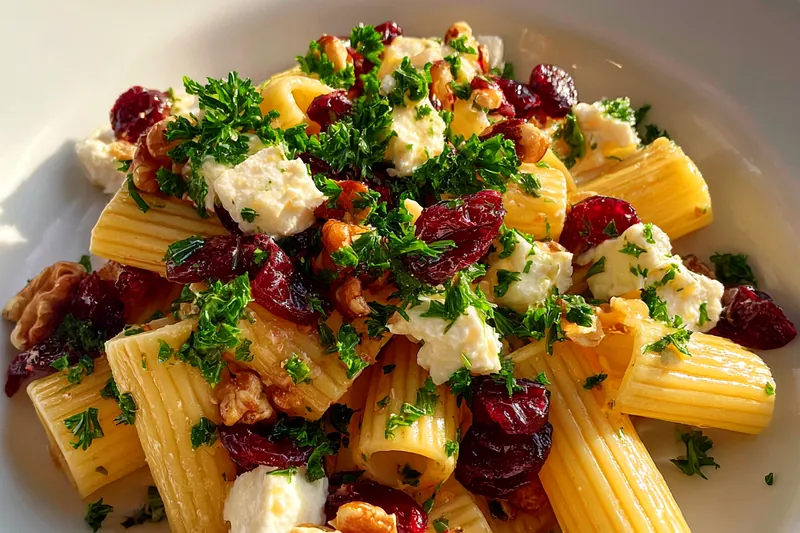 Fresh ingredients for Cranberry Feta Rigatoni Salad