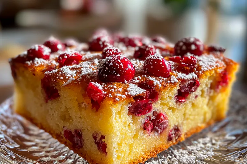 A mixing bowl filled with batter for Cranberry Orange Delight Cake, surrounded by fresh ingredients.