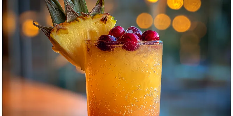 Delicious Cranberry Pineapple Cocktail served on a plate