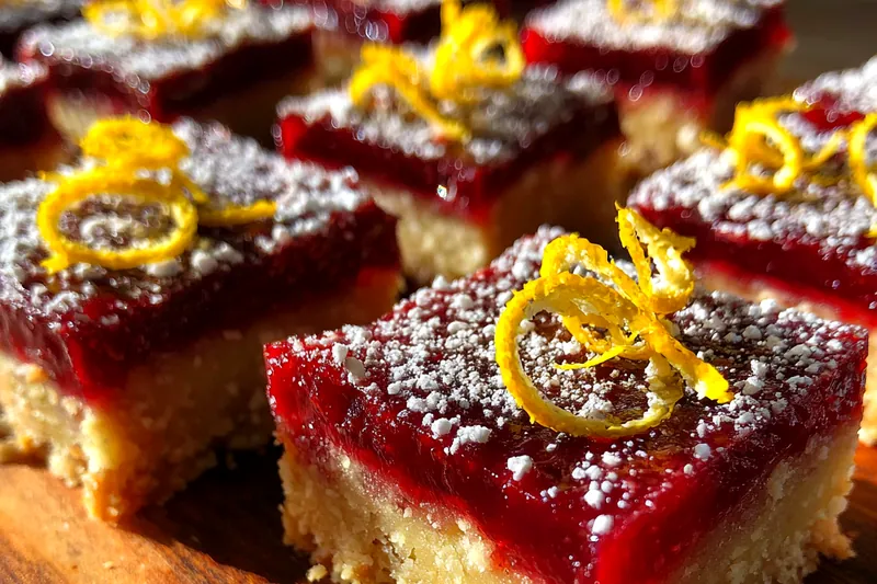 A close-up of the baking process of Cranberry Walnut Shortbread Bars, showcasing the golden edges.