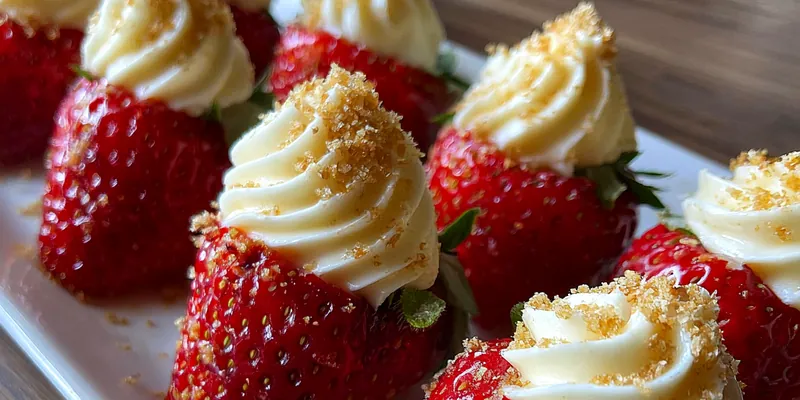 Delicious Cream Filled Strawberries served on a plate