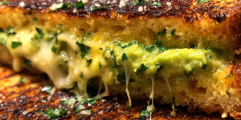 Delicious Creamy Avocado Grilled Sandwich served on a plate