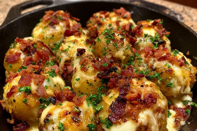The process of baking Creamy Cheesy Potato Bake in the oven until golden and bubbly.