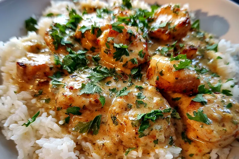 Cooking process for Creamy Chicken Rice Delight