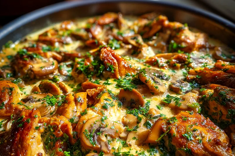 Cooking process for Creamy Chicken Stroganoff