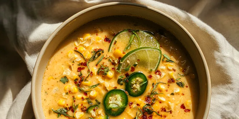 Delicious Creamy Corn Chowder served on a plate
