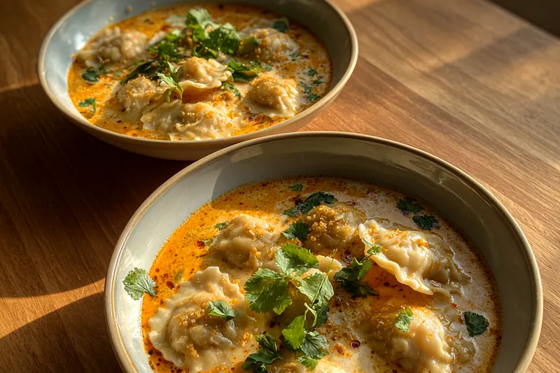 Fresh ingredients for Creamy Dumpling Soup