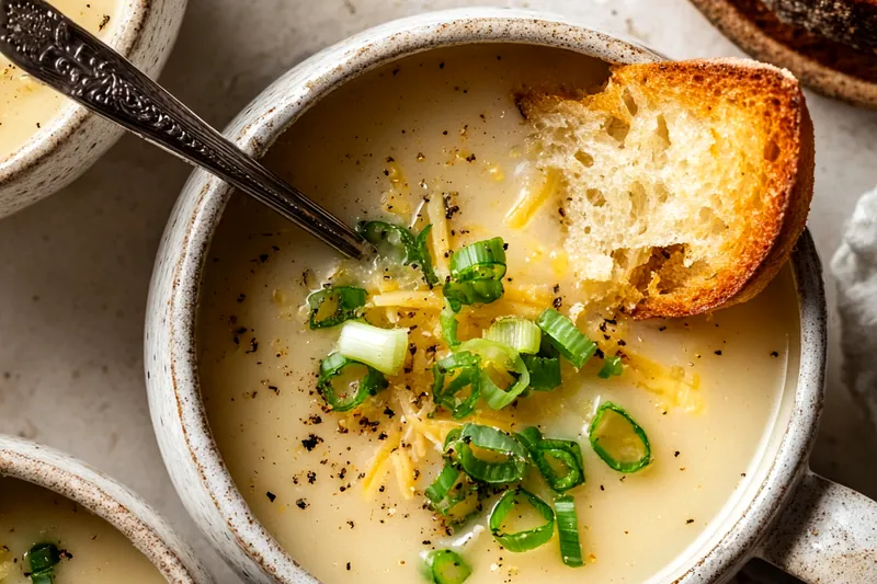 Fresh ingredients for Creamy Garlic Cheddar Soup
