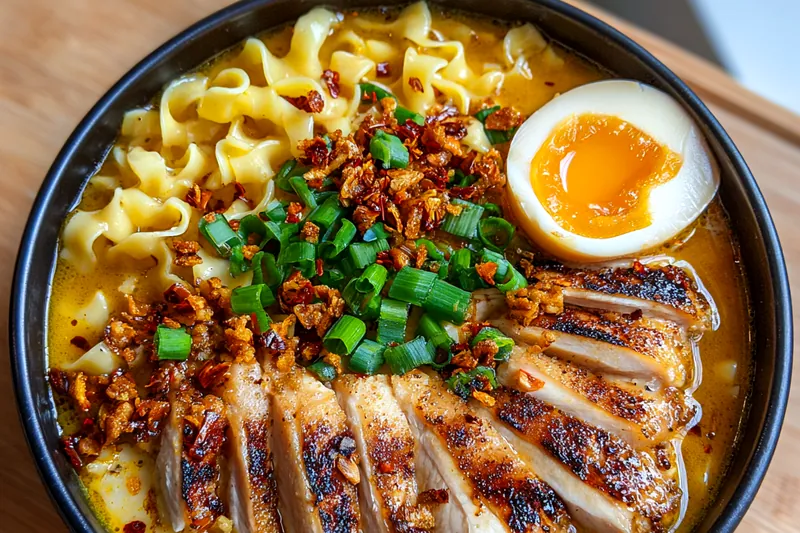 Cooking process for Creamy Garlic Chicken Ramen