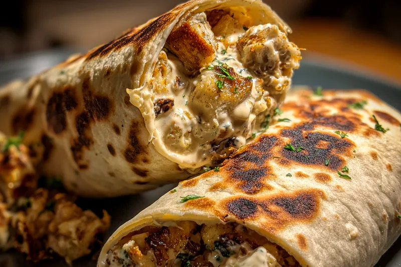 Fresh ingredients for Creamy Garlic Chicken Wraps