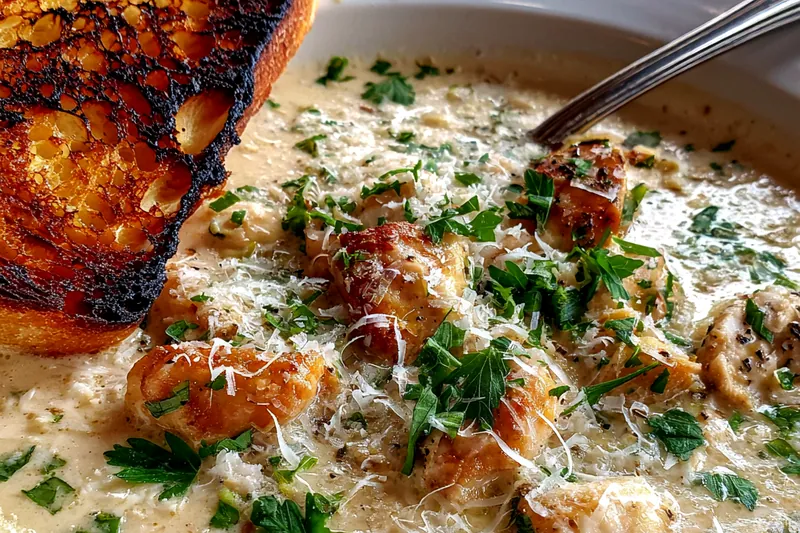 Fresh ingredients for Creamy Garlic Parmesan Soup
