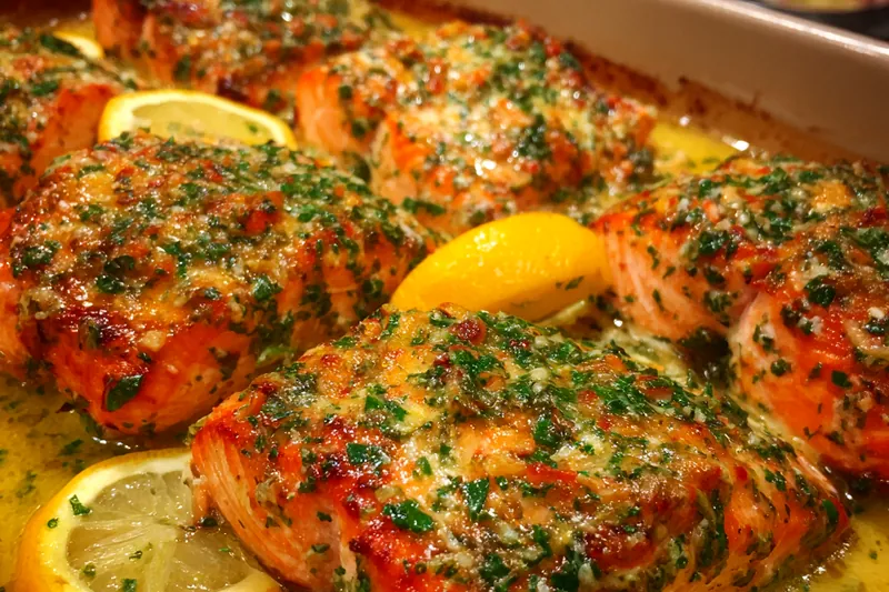Fresh ingredients for Creamy Herb Baked Salmon