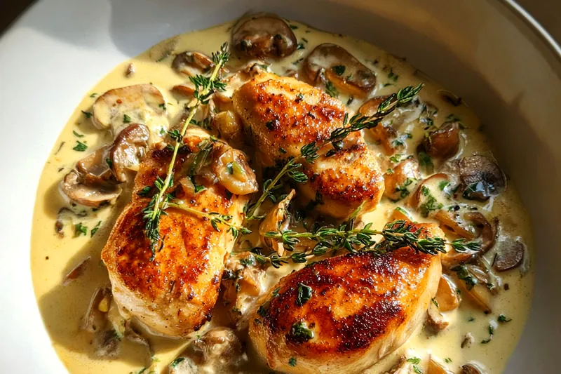 Cooking process for Creamy Herb Chicken