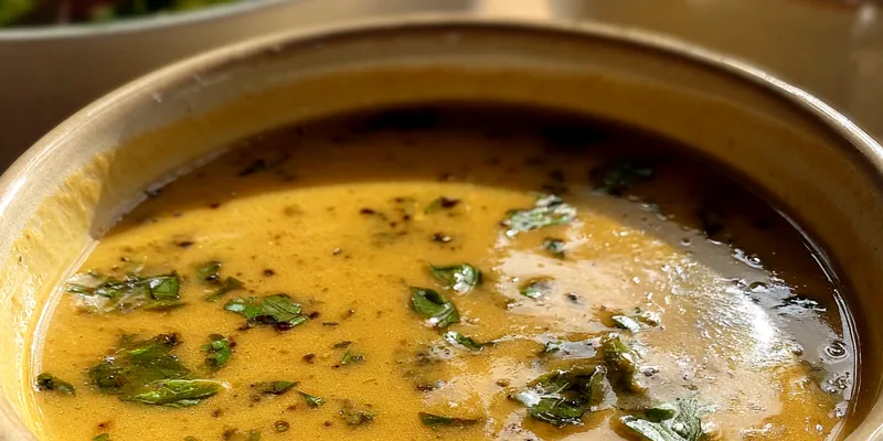 Delicious Creamy Herb Protein Soup served on a plate