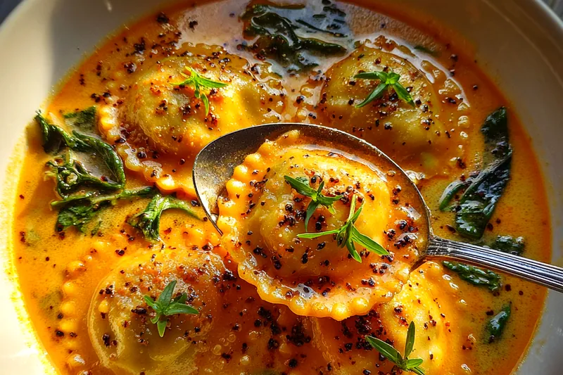 Fresh ingredients for Creamy Herb Ravioli Soup
