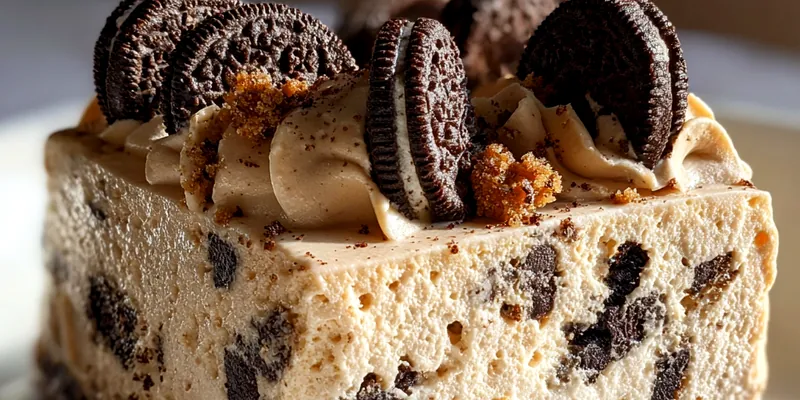 Delicious Creamy Oreo Peanut Butter Delight served on a plate
